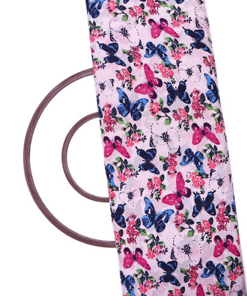 white butterfly pattern crepe fabric
